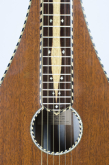 David Dart fingerboard (mahogany, abalone, ebony, & boxwood), from a Bowlback Steel Guitar