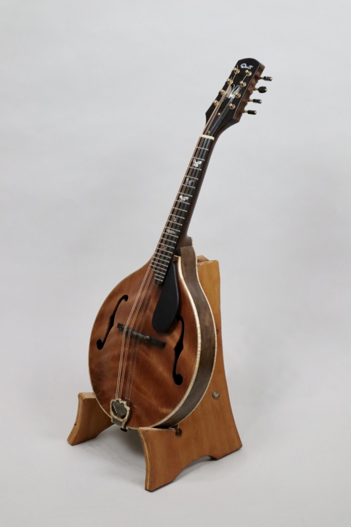 Custom David Dart redwood & walnut A-5 mandolin with abalone “butterflies” peghead & fingerboard inlay