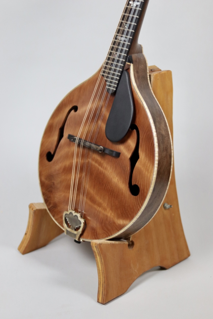 Custom David Dart redwood & walnut A-5 mandolin with abalone “butterflies” peghead & fingerboard inlay