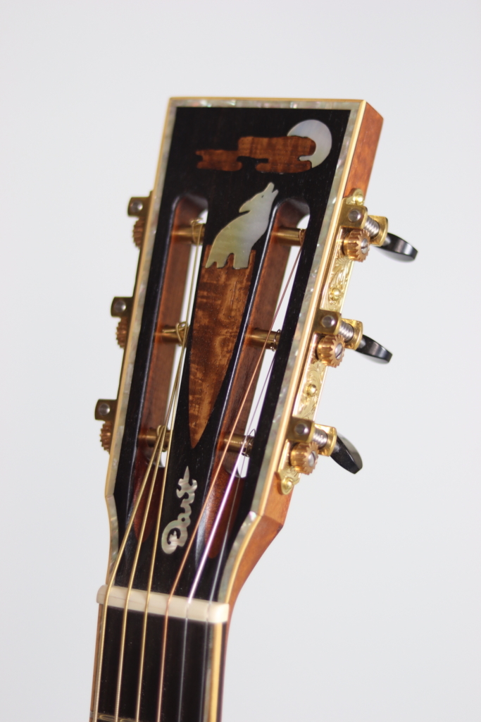 David Dart Legacy OM guitar with "howling canine" inlay